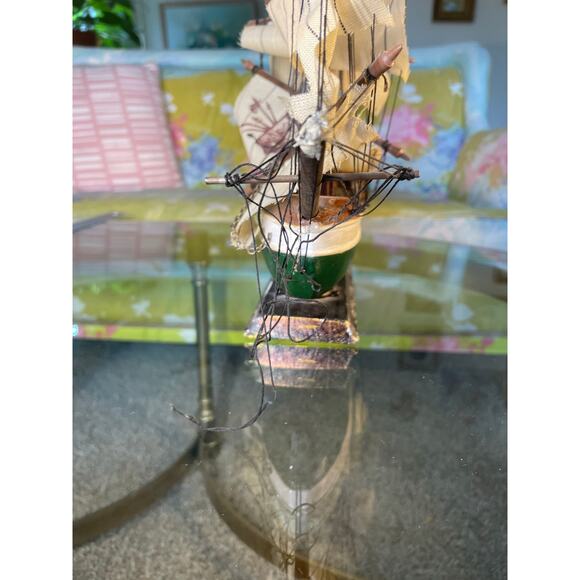 VELERO ESPANOL Ano 1768 Vtg Sailboat Model Ship Wooden Boat - Picture 15 of 16